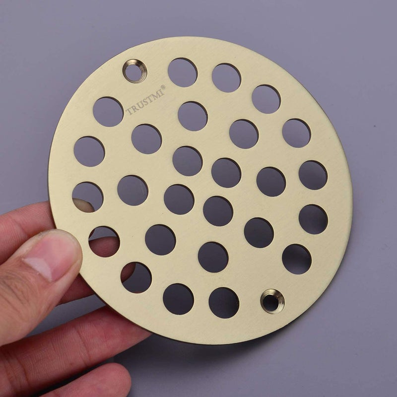TRUSTMI 4 Inch Screw-in Shower Drain Cover Replacement Floor Strainer,Brushed Gold - Image 4